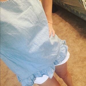 Chambray ruffle tank